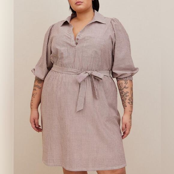 Torrid Striped Mini Cotton Poly Blouson Sleeve Shirt Dress 2X NWT 40056348 - Picture 15 of 16